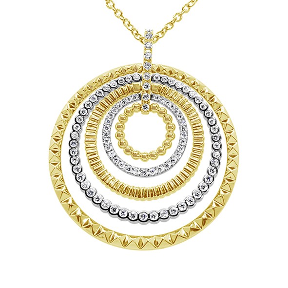 18K Diamond Multi Circle Pendant Necklace